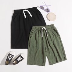 Карман Одноцветный Повседневный Шорты для мальчиков Shein