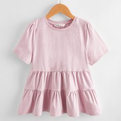 Однотонная футболка для девочек Shein