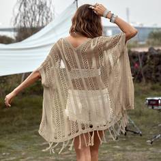 Вязаный кардиган с бахромой Shein