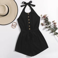 с поясом Одноцветный Повседневный Комбинезоны Shein
