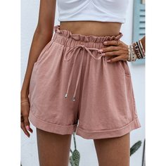 узел Одноцветный Повседневный Шорты Shein