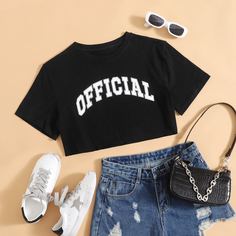 буква Повседневный Футболки Shein