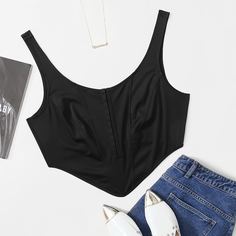 Асимметричный Одноцветный Повседневный Размера плюс жилет Shein