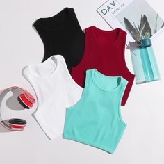 Трикотажная спортивная майка 4шт Shein