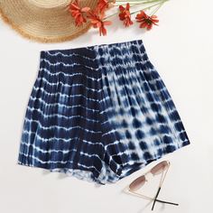 Оборка тай дай Бохо Шорты Shein