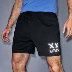Мужские шорты на кулиске со светоотражающим принтом Shein