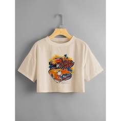 Короткая футболка с текстовым принтом Shein