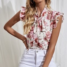 с оборками Цветочный Бохо Блузы Shein