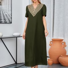Платье с кружевной отделкой и пышным рукавом Shein