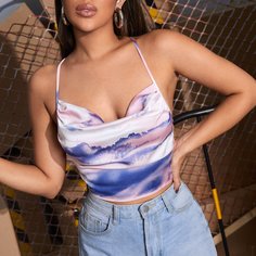 Топ на шнурках с принтом тай дай Shein