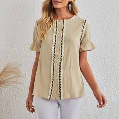 с вышивкой Повседневный Блузы Shein