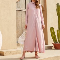 Однотонное платье-рубашка с плиссировкой сзади Shein