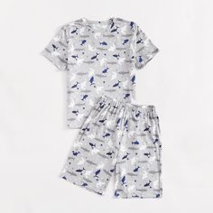 Мультяшный принт Повседневный Домашняя одежда для мальчиков Shein