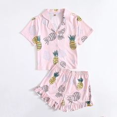 Пижама с ананасовым принтом для девочек Shein