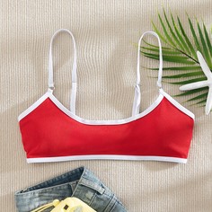 Топ бикини в рубчик с контрастной отделкой Shein