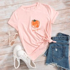 буква Повседневный Футболки Shein