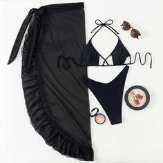 3шт бикини и накидка Shein