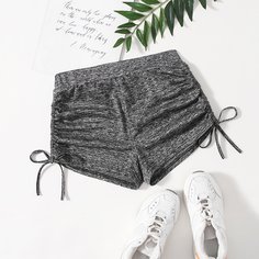 на кулиске Одноцветный Повседневный Шорты Shein