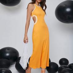 Платье в полоску с вырезом Shein