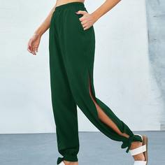 Однотонные брюки с разрезом Shein