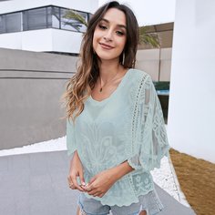 Сетчатый топ с вышивкой Shein