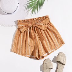 Пояс Этнический принтом Бохо Шорты Shein