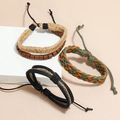 3шт мужской плетеный браслет Shein