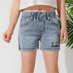 Карман Мультяшный принт Джинсовые шорты для девочек Shein