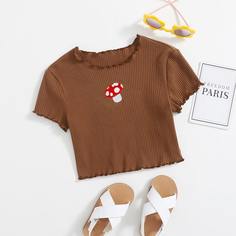 Вышивка Фрукты и овощи Повседневный Футболки для девочек Shein