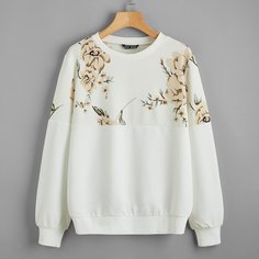 Со цветочками Повседневный Свитшоты Shein