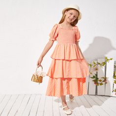 Многослойное платье с пышными рукавами для девочек Shein