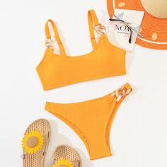 Цепочка Одноцветный Элегантный Бикини Shein