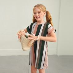 Платье в полоску для девочек Shein