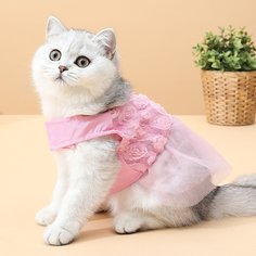 Сетчатое платье для домашних животных с цветком Shein