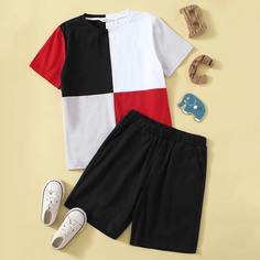 Контрастный топ и шорты для мальчиков Shein