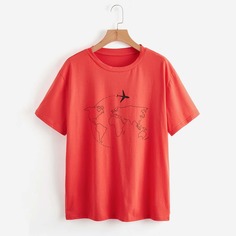 Футболка мужская самолет и карта Shein