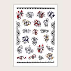 1 лист наклейка для ногтей с цветочным узором Shein