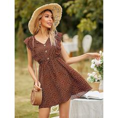 узел В горошек Бохо Платье Shein