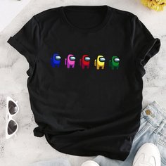 Графический Повседневный Футболки Shein