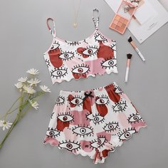 с бантом Объект милый Пижама Shein