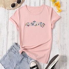 Цветочный Повседневный Футболки Shein