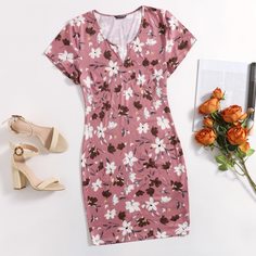 Платье размера плюс с цветочным принтом Shein