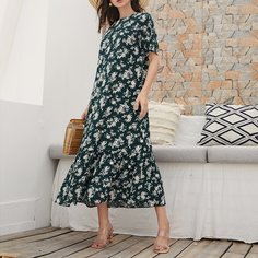 Платье с цветочным принтом и застежкой сзади Shein