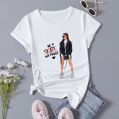 Объект Повседневный Футболки Shein