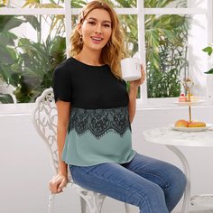 Maternity Контрастный топ с кружевом Shein