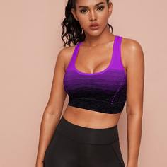 Двухцветный спортивный бюстгальтер Shein
