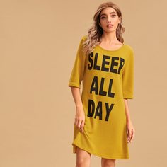 Лозунг Повседневный Домашнее платье Shein