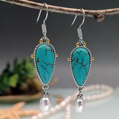 Серьги-подвески с бирюзой Shein