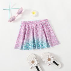 Юбка с принтом рыбьей чешуи для девочек Shein