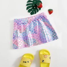 Юбка с принтом рыбьей чешуи для девочек Shein